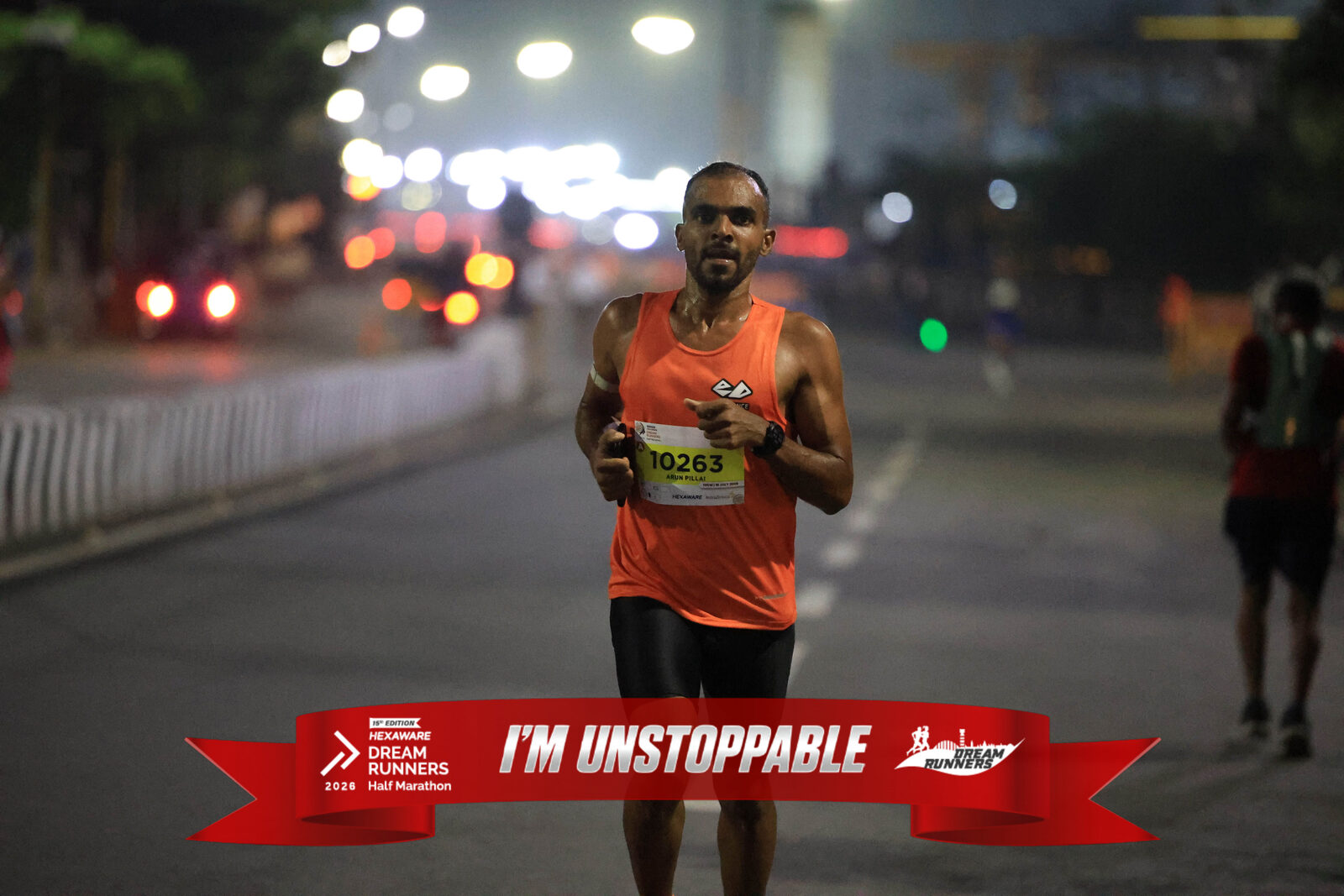 Coach Arun Pillai racing at night